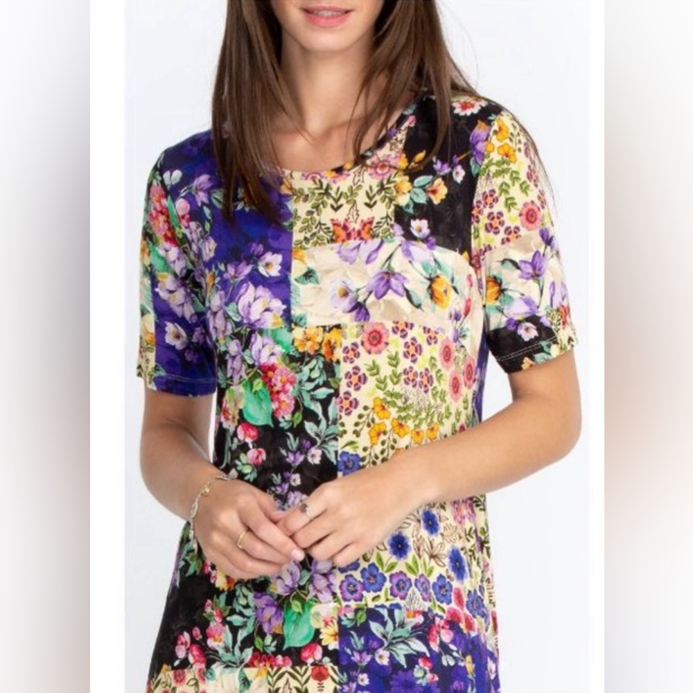 Johnny Was XL Sky Flower Swing Dress in bamboo/viscose